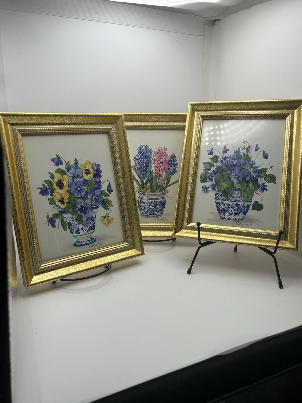 Artist Barbara Mock Prints Of These Blue And White Porcelain Planters With Flowe